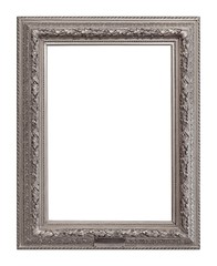 Silver frame for paintings, mirrors or photo isolated on white background