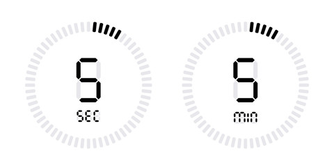 Timer countdown with minutes and seconds Icons