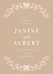Elegant Rustic Craft Paper Wedding Invitation Template