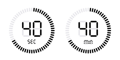Timer countdown with minutes and seconds Icons - obrazy, fototapety, plakaty