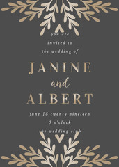 Golden Foliage Wedding Invitation Template