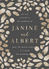 Golden Brush Strokes Wedding Invitation Template