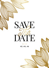 Gold Tulips Save the Date Card Template