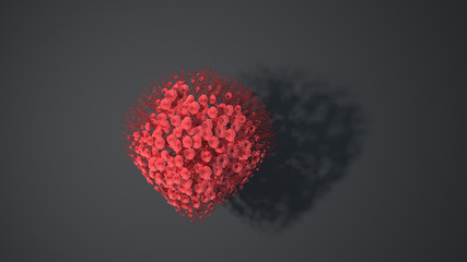 Red heart with flowers. 3D render.