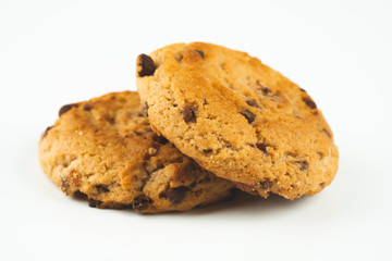 Chocolate chips cookies isolated on white background
