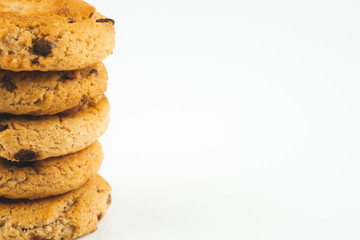 Chocolate chips cookies isolated on white background
