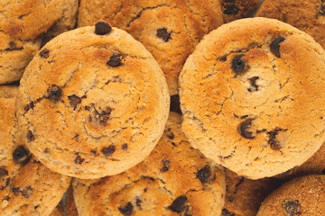Chocolate chips cookies isolated on white background

