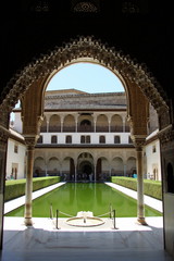 Fototapeta premium Courtyard of the Myrtles in day time at Alhambra