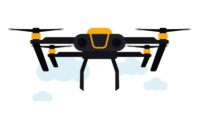 Drone Delivery Concept Vector Illustration. Quadcopter. Flat style design.