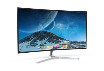 Modern computer monitor mockup isolated on white 3d rendering
