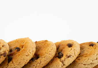 Chocolate chips cookies isolated on white background
