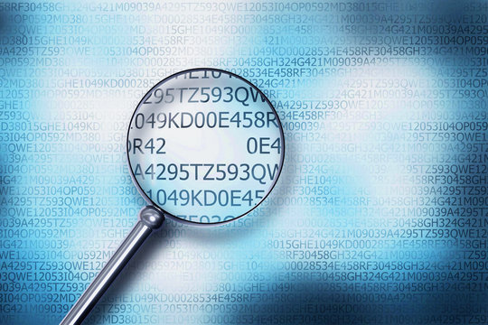 reading code on computer screen with a magnifying glass internet security 3D Illustration