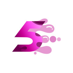 number five logo vector with water bubble 