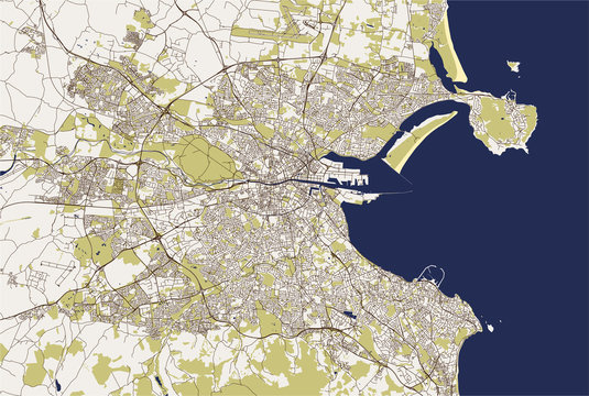 Map of the city of Dublin, Ireland
