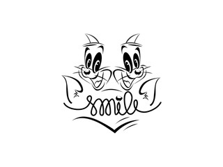 Cat smile cartoon black color logo