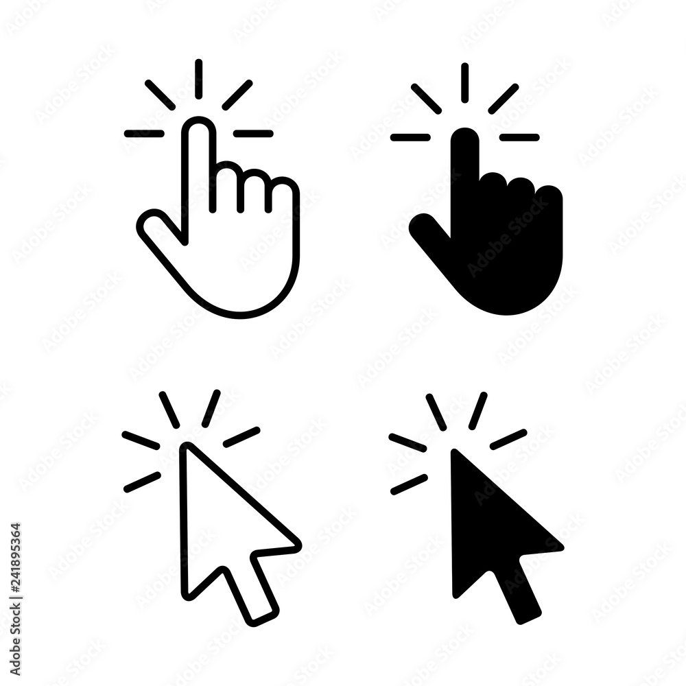 Poster set of hand cursor icons click and cursor icons click. isolated on white background