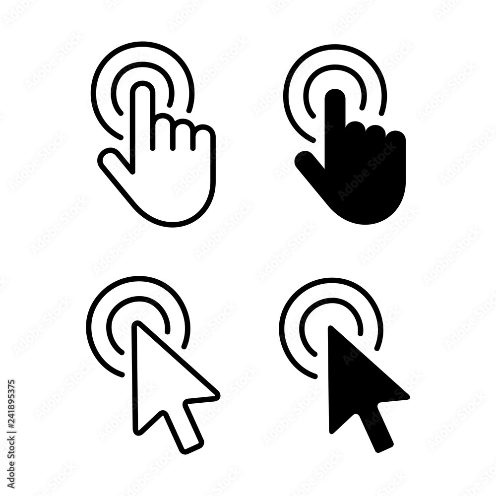 Poster set of hand cursor icons click and cursor icons click. isolated on white background