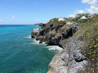 beautiful steep coast with villa in Barbados