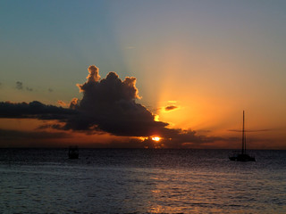 beautiful sunset with impressive clouds in Barbados