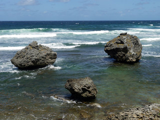 Fototapeta na wymiar Three rocks in the sea - Barbados