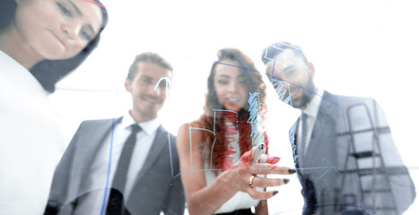 business team discussing a new presentation.