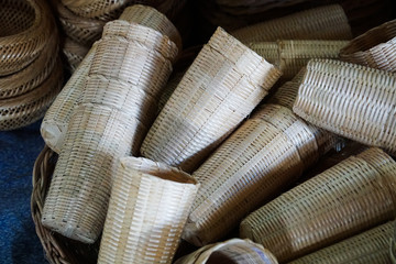 Obraz premium traditional thai handmade weave bamboo basket