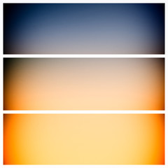 Set of horizontal banners. Abstract blue and orange backgrounds.
