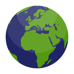 World Globe Illustration - Flat design of world globe with view of Africa and Europe
