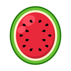 Fototapeta premium Watermelon Illustration - Watermelon half or cross section isolated on white background