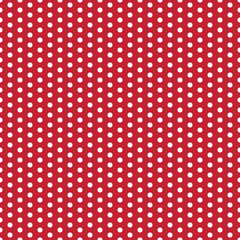 Polka Dots Seamless Pattern - Large white polka dots on red background