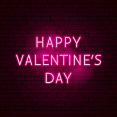 Fototapeta premium Happy Valentine's Day Neon Sign
