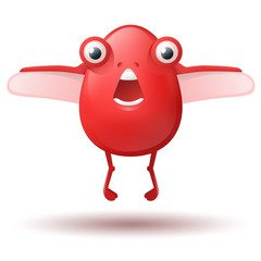 Cute cartoon monster isolated on white background. Funny colorful character. Simple design. Beautiful glossy style. Vector illustration.