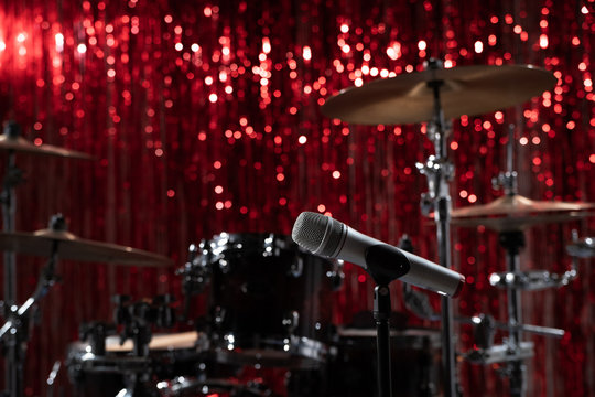 microphone on the background of the drums