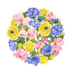 Round shaped set of flowers