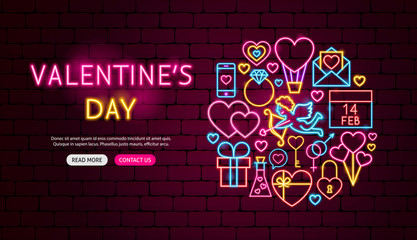 Valentine's Day Neon Banner Design