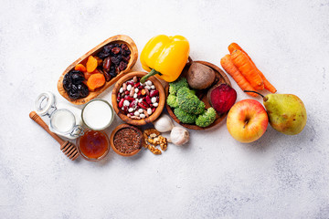 Products for healthy bowel.  Food for gut