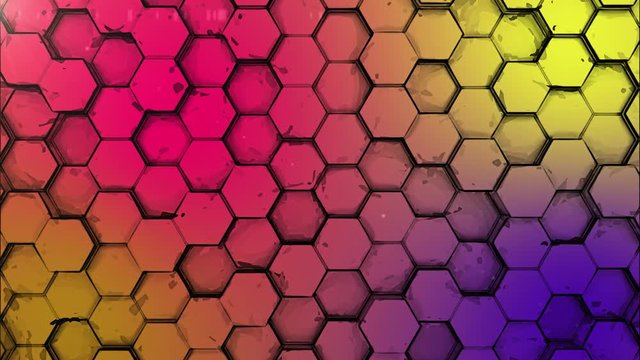 colorful cartoon effect  Hexagon 3D Abstract Animation. Seamless Loop. ready made gaming background 