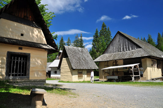 Vintage architecture at open-air museum at Zuberec, Slovakia sightseeing