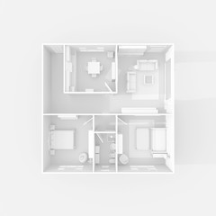 3d interior illustration rendering of furnished home apartment