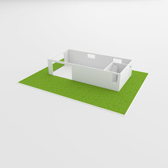 3d interior rendering of empty bungalow apartment