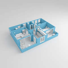 3d interior illustration rendering of furnished home apartment