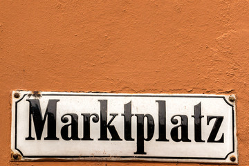 German sign for marketplace on the outer wall