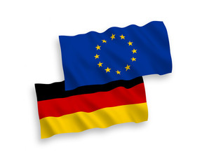 Flags of European Union and Germany on a white background