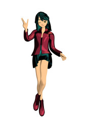 freches Manga Mädchen im Zeichentrick Stil. Illustration