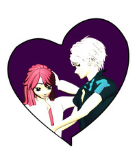 Manga Liebespaar in zärtlicher Umarmung. Illustration