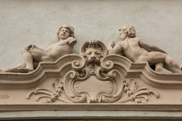 Old historical building with statues made of stone