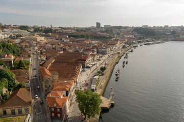 Fototapeta premium View of Porto in Portugal. Douro floating in valley.