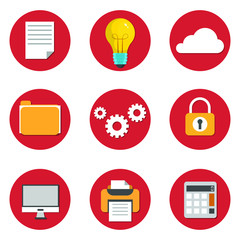 Office flat icons vector design