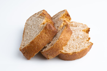 bread slices on white background