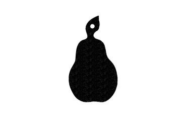 black silhouette of a pear on a white background